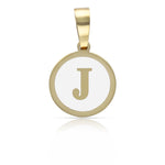COLGANTE ORO 18KL LETRA ESMALTADA BLANCO - 12MM - Abecedario: j 