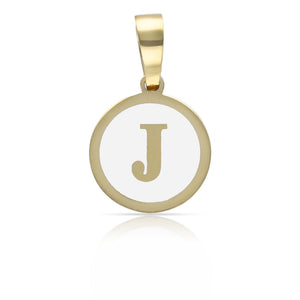 COLGANTE ORO 18KL LETRA ESMALTADA BLANCO - 12MM - Abecedario: j 