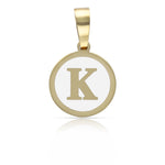 COLGANTE ORO 18KL LETRA ESMALTADA BLANCO - 12MM - Abecedario: k 