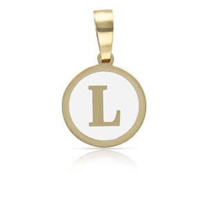 COLGANTE ORO 18KL LETRA ESMALTADA BLANCO - 12MM - Abecedario: L 