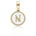 COLGANTE ORO 18KL LETRA ESMALTADA BLANCO - 12MM - Abecedario: n 