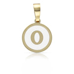 COLGANTE ORO 18KL LETRA ESMALTADA BLANCO - 12MM - Abecedario: o 