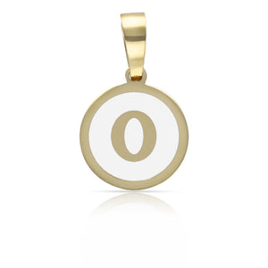 COLGANTE ORO 18KL LETRA ESMALTADA BLANCO - 12MM - Abecedario: o 