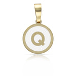 COLGANTE ORO 18KL LETRA ESMALTADA BLANCO - 12MM - Abecedario: q 