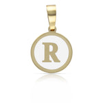 COLGANTE ORO 18KL LETRA ESMALTADA BLANCO - 12MM - Abecedario: r 