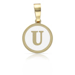COLGANTE ORO 18KL LETRA ESMALTADA BLANCO - 12MM - Abecedario: u 