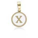COLGANTE ORO 18KL LETRA ESMALTADA BLANCO - 12MM - Abecedario: x 