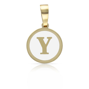 COLGANTE ORO 18KL LETRA ESMALTADA BLANCO - 12MM - Abecedario: y 