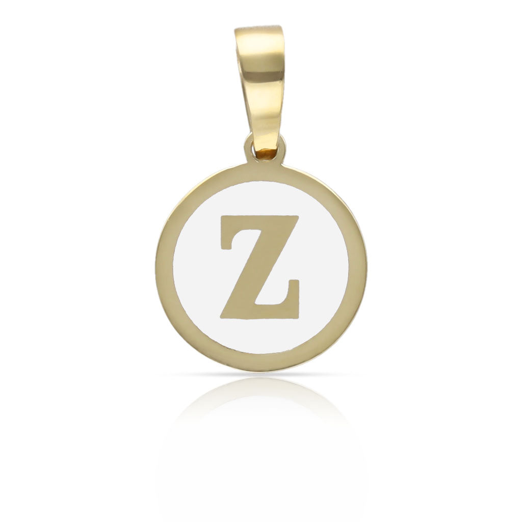 COLGANTE ORO 18KL LETRA ESMALTADA BLANCO - 12MM - Abecedario: z 
