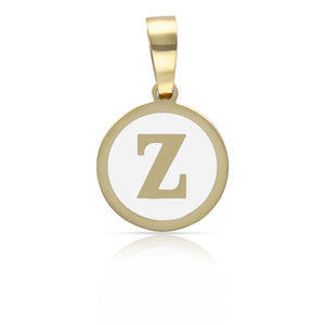 COLGANTE ORO 18KL LETRA ESMALTADA BLANCO - 12MM - Abecedario: z 
