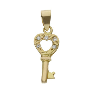 COLGANTE ORO 18KL LLAVE CIRCONITAS - 8x17MM