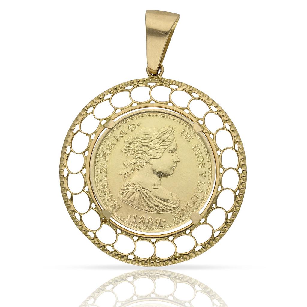 COLGANTE ORO 18KL MONEDA - 20MM - Peso: 7.65 gr 