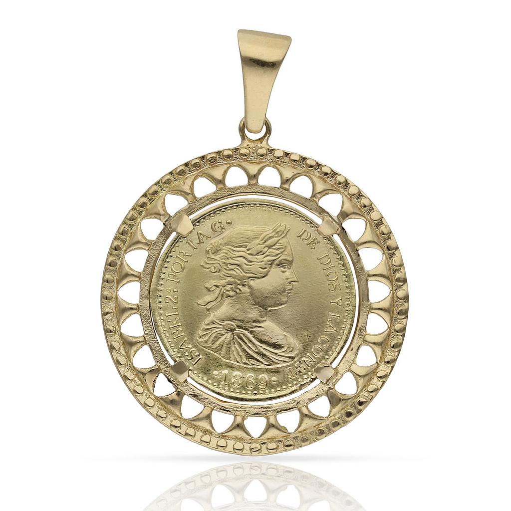 COLGANTE ORO 18KL MONEDA - 20MM - Peso: 9.10 gr 