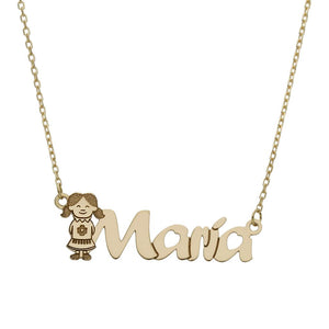 COLGANTE ORO 18KL NIÑA + NOMBRE - Nombres: 4 Letras 