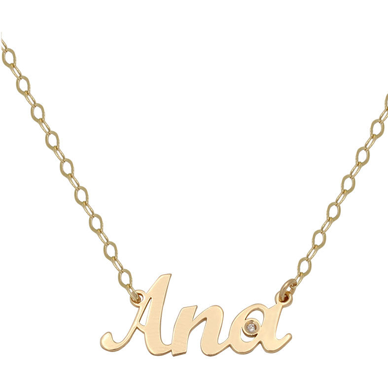 COLGANTE ORO 18KL NOMBRE GRANDE + DIAMANTE - Nombres: 11 Letras 