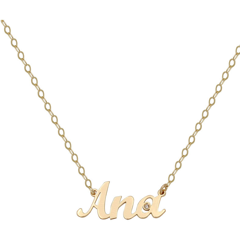 COLGANTE ORO 18KL NOMBRE MEDIANO + DIAMANTE - Nombres: 9 Letras 
