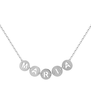 COLGANTE ORO BLANCO 18KL CIRCULOS NOMBRE - Nombres: 3 Letras 