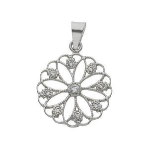 COLGANTE ORO BLANCO 18KL FLOR DIAMANTES