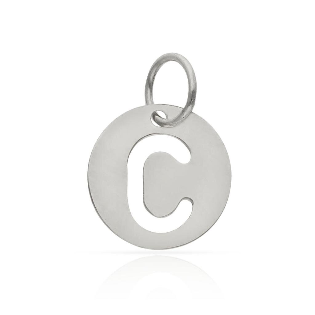 COLGANTE ORO BLANCO 18KL LETRA CALADA - 10MM - Abecedario: c 
