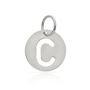 COLGANTE ORO BLANCO 18KL LETRA CALADA - 10MM - Abecedario: c 