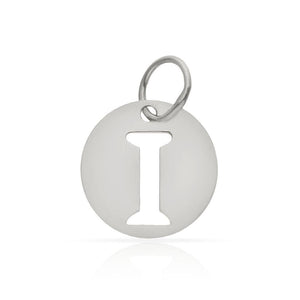 COLGANTE ORO BLANCO 18KL LETRA CALADA - 10MM - Abecedario: i 