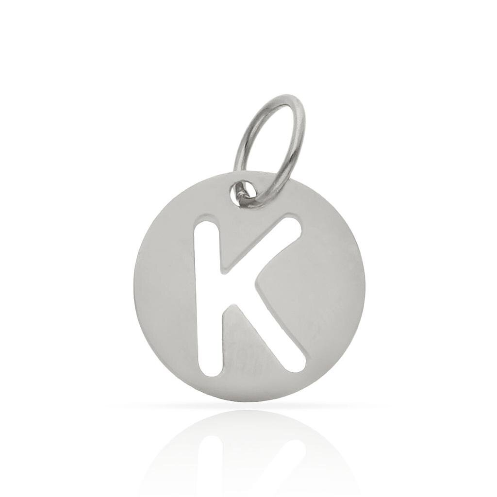 COLGANTE ORO BLANCO 18KL LETRA CALADA - 10MM - Abecedario: k 