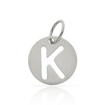 COLGANTE ORO BLANCO 18KL LETRA CALADA - 10MM - Abecedario: k 