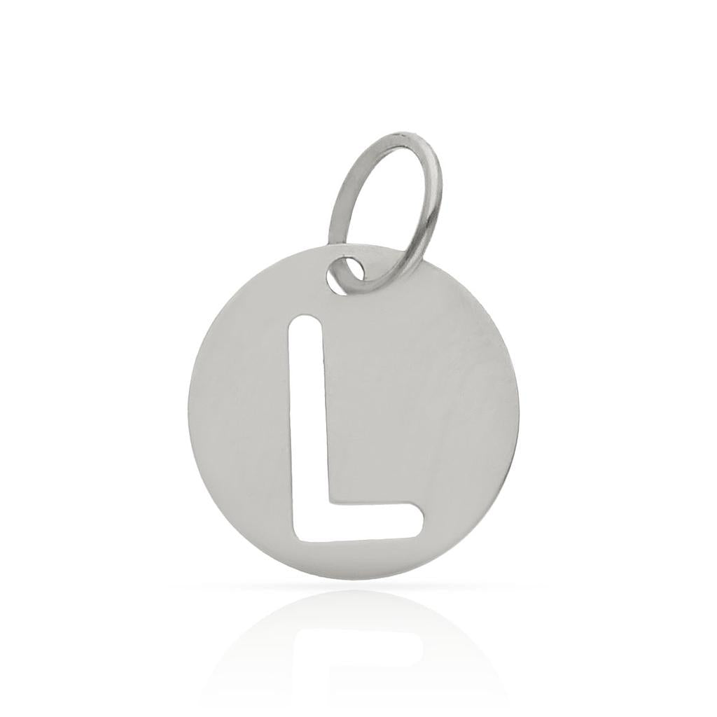 COLGANTE ORO BLANCO 18KL LETRA CALADA - 10MM - Abecedario: L 