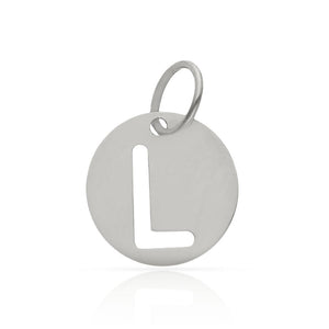 COLGANTE ORO BLANCO 18KL LETRA CALADA - 10MM - Abecedario: L 