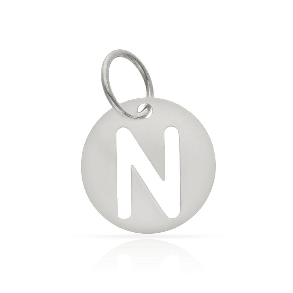 COLGANTE ORO BLANCO 18KL LETRA CALADA - 10MM - Abecedario: n 