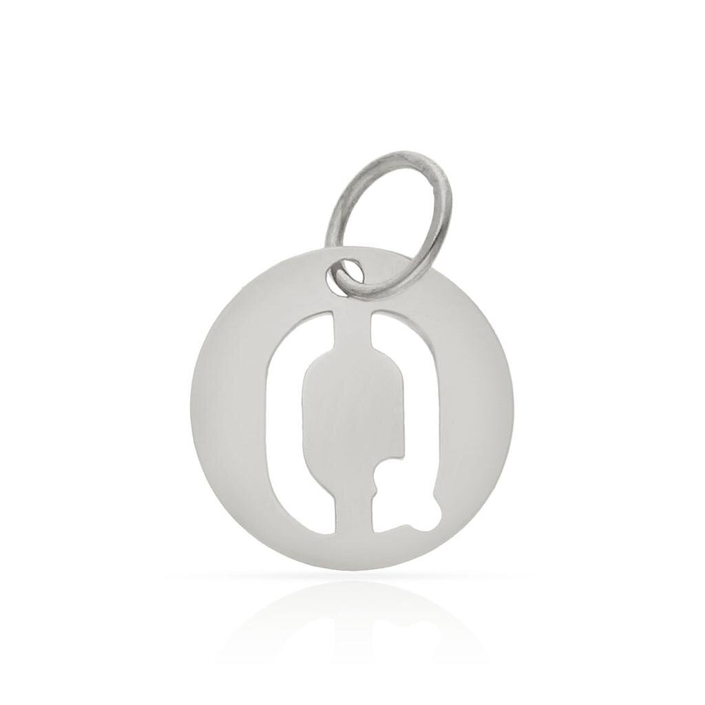 COLGANTE ORO BLANCO 18KL LETRA CALADA - 10MM - Abecedario: q 