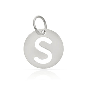 COLGANTE ORO BLANCO 18KL LETRA CALADA - 10MM - Abecedario: s 