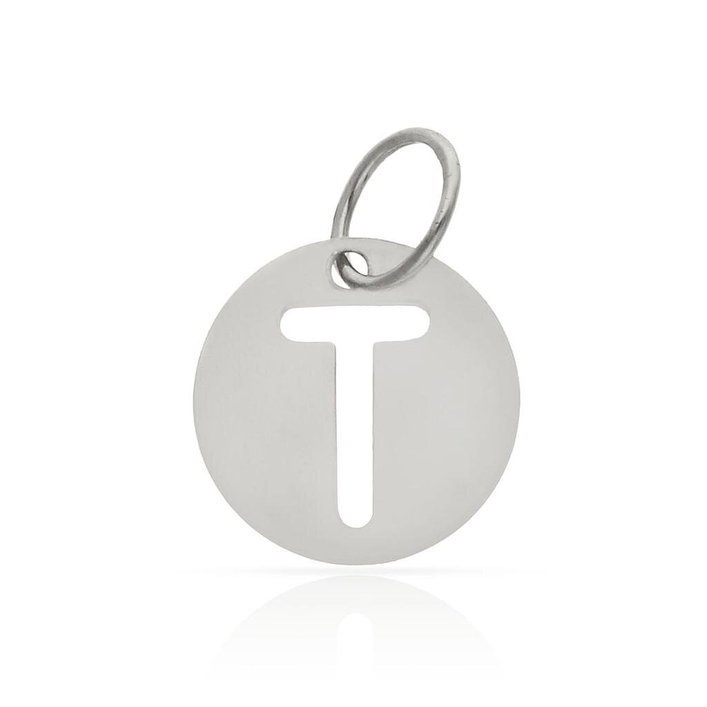 COLGANTE ORO BLANCO 18KL LETRA CALADA - 10MM - Abecedario: t 