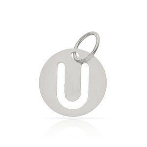 COLGANTE ORO BLANCO 18KL LETRA CALADA - 10MM - Abecedario: u 