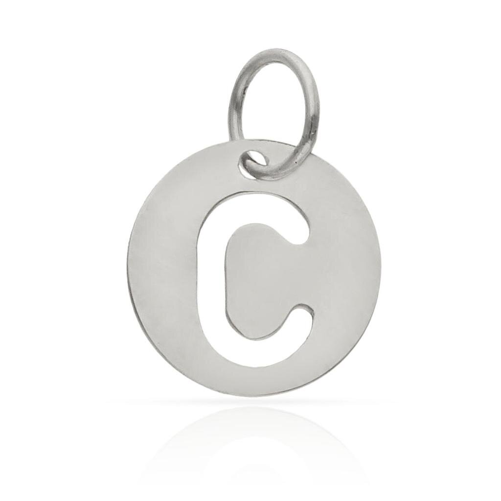 COLGANTE ORO BLANCO 18KL LETRA CALADA - 12MM - Abecedario: c 