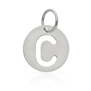 COLGANTE ORO BLANCO 18KL LETRA CALADA - 12MM - Abecedario: c 