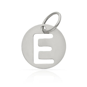 COLGANTE ORO BLANCO 18KL LETRA CALADA - 12MM - Abecedario: e 