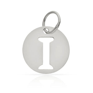 COLGANTE ORO BLANCO 18KL LETRA CALADA - 12MM - Abecedario: i 