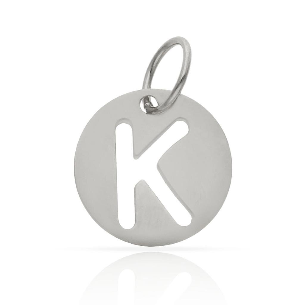 COLGANTE ORO BLANCO 18KL LETRA CALADA - 12MM - Abecedario: k 