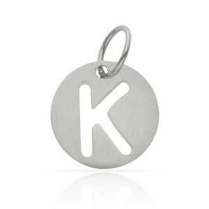 COLGANTE ORO BLANCO 18KL LETRA CALADA - 12MM - Abecedario: k 
