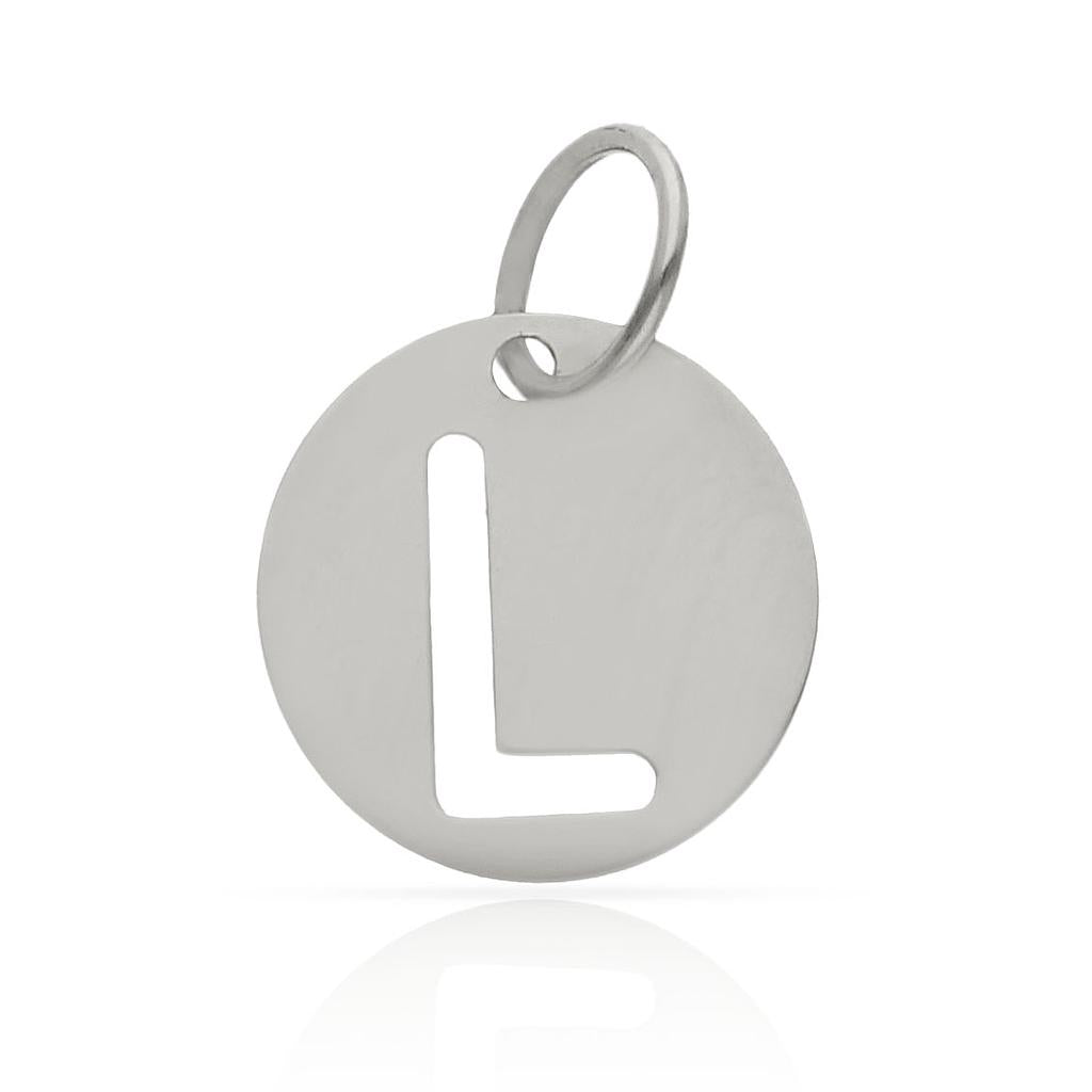 COLGANTE ORO BLANCO 18KL LETRA CALADA - 12MM - Abecedario: l 