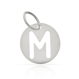 COLGANTE ORO BLANCO 18KL LETRA CALADA - 12MM - Abecedario: m 
