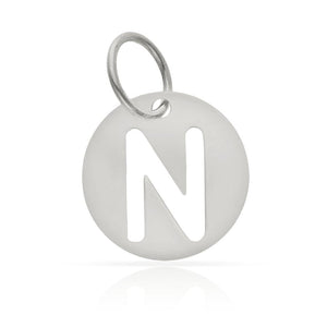 COLGANTE ORO BLANCO 18KL LETRA CALADA - 12MM - Abecedario: n 
