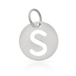 COLGANTE ORO BLANCO 18KL LETRA CALADA - 12MM - Abecedario: s 