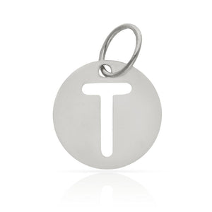 COLGANTE ORO BLANCO 18KL LETRA CALADA - 12MM - Abecedario: t 