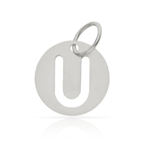 COLGANTE ORO BLANCO 18KL LETRA CALADA - 12MM - Abecedario: u 