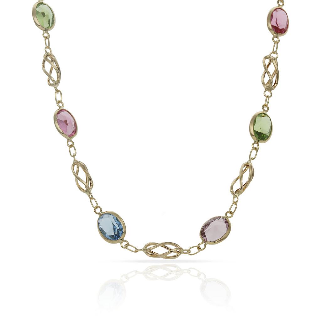 COLLAR ORO 18KL PIEDRAS COLOR - Longitud - Peso: 50cm-9.95 gr 