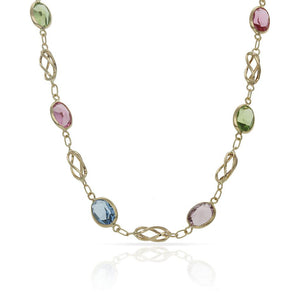 COLLAR ORO 18KL PIEDRAS COLOR - Longitud - Peso: 50cm-9.95 gr 