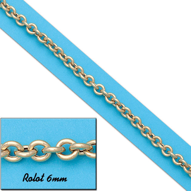 COLLAR ORO 18KL ROLOT HUECO - 6MM - Longitud - Peso: 50cm-20.20 gr 