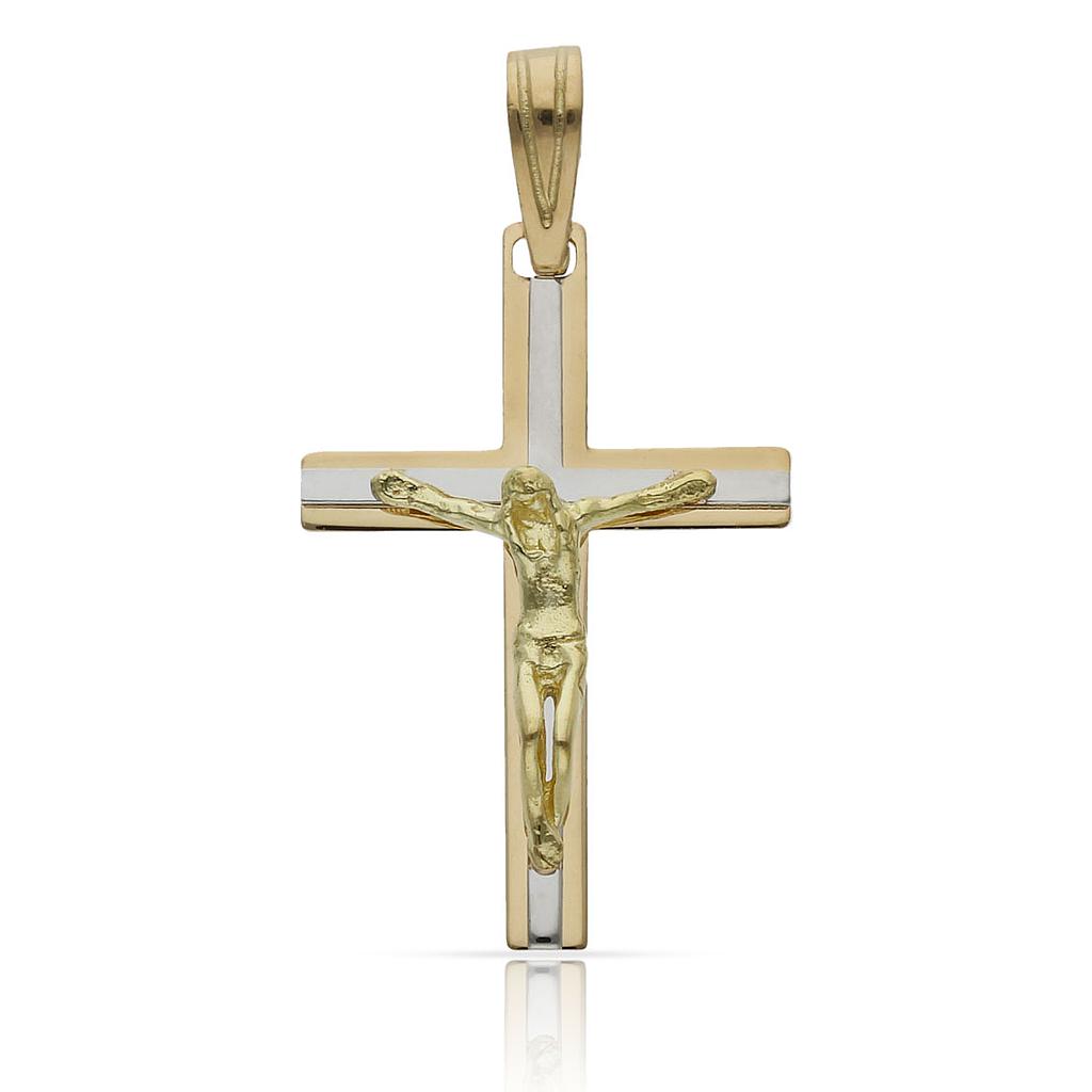 CRUZ CRISTO ORO 18KL BICOLOR - 18x27MM - Peso: 2.40 gr 